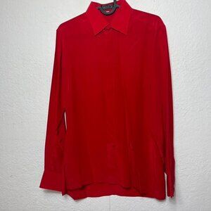 Bocci 100% Silk Collar Button Down Long Sleeve Top